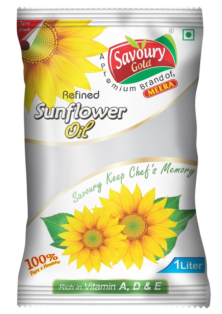 Mono Unsaturated Vitamin A Meera Savoury gold Sunflower oil 1ltr, Packaging Type: Pouched, Packaging Size: 1 litre