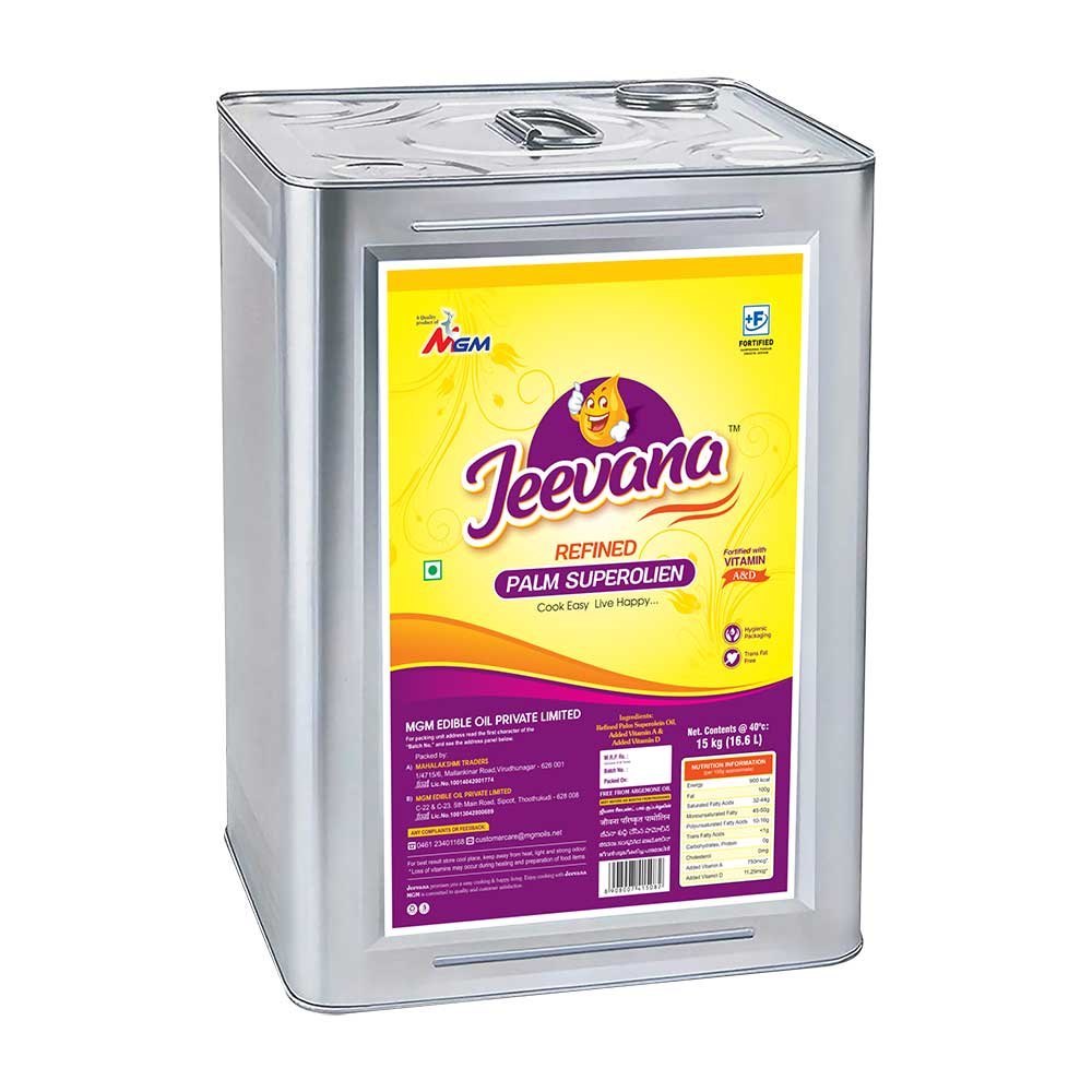 15Kg Jeevana Refined Superolein, Packaging Type: Tin