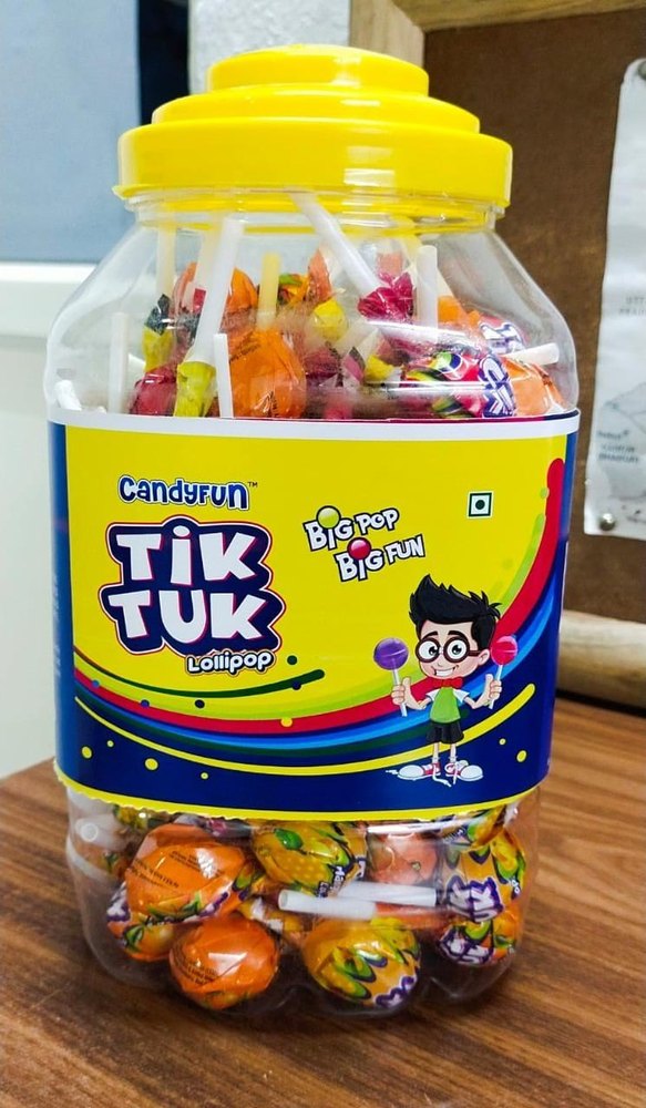 Candyfun Round Candy Lollipop, Packaging Type: Plastic Jar, Packaging Size: 12 Jar in One Carton