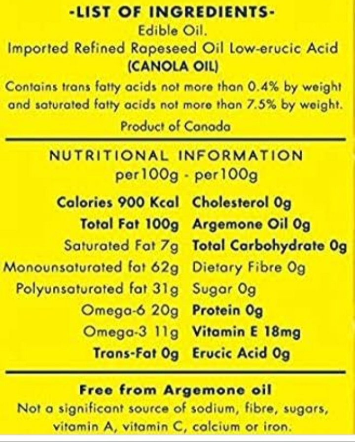 Canola Oil 5&20 ltr, Lowers Cholesterol