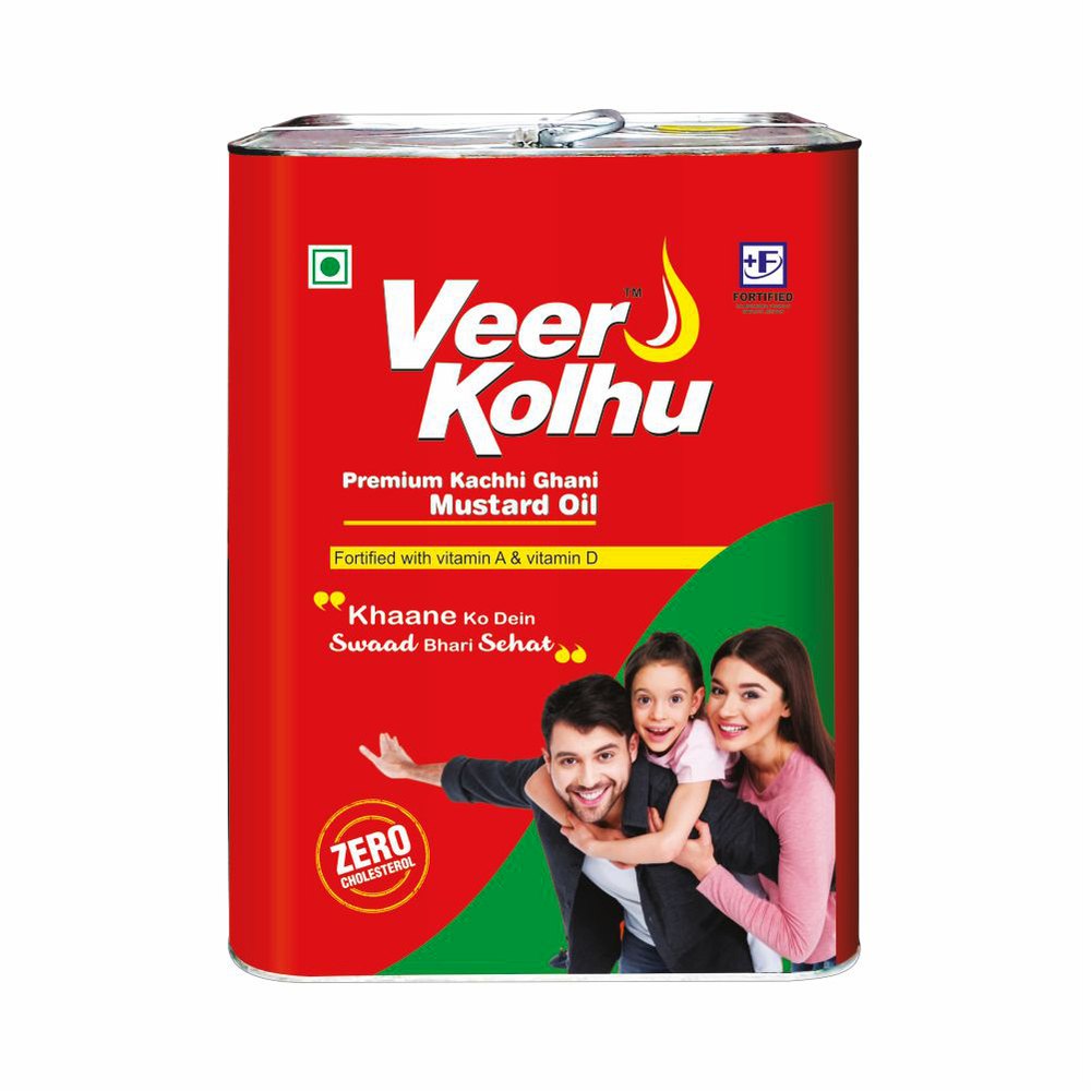 15L Veer Kolhu Premium Kachhi Ghani Mustard Oil, Packaging Type: Tin img