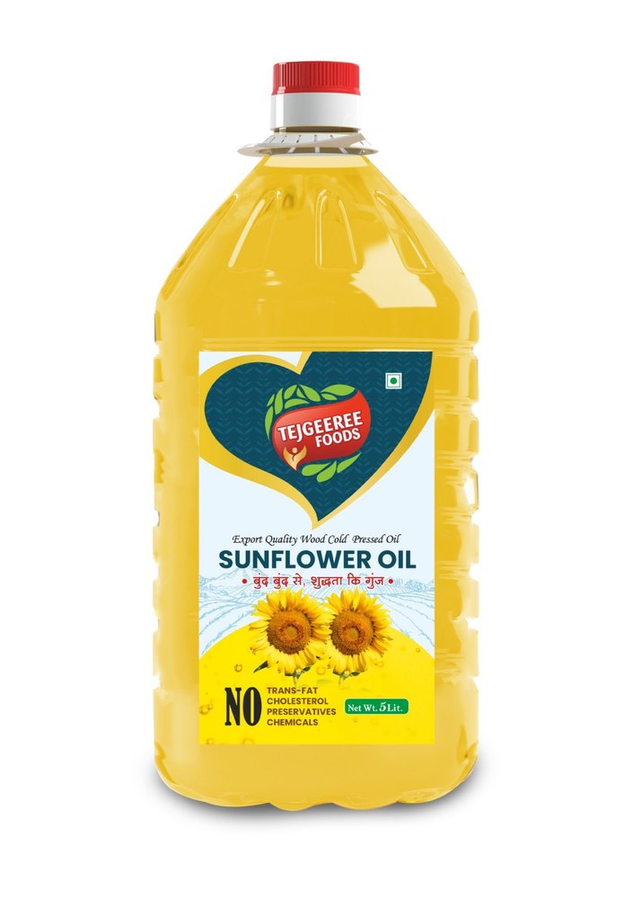 Liquid Lowers Cholesterol 5L Wood Cold Pressed Sunflower Oil, For Cooking, Packaging Size: 5 Litre