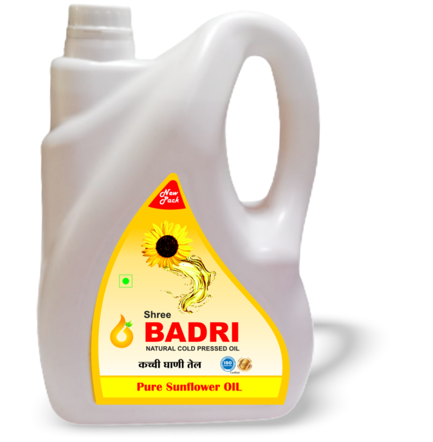 Shree Badri Liquid 5 Ltr Pure Cold Pressed Sunflower Oil, Packaging Type: Plastic Container img