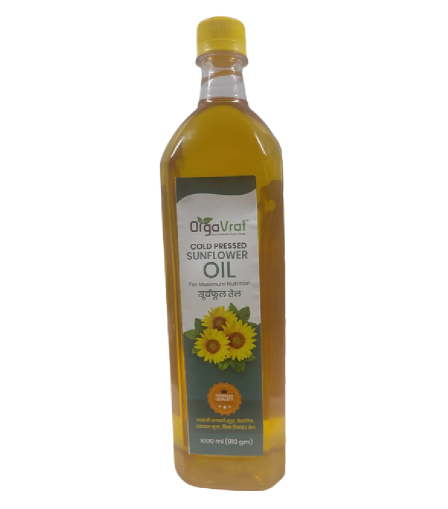 Prevent BP Orgavrat Cold Pressed Sunflower Oil (1000 ml), For Cooking, Packaging Size: 1000ml (910gm)