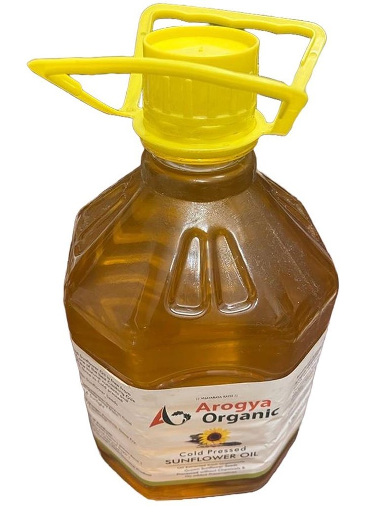 Lowers Cholesterol Arogya Organic 5L Cold Pressed Sunflower Oil, For Food Preparation