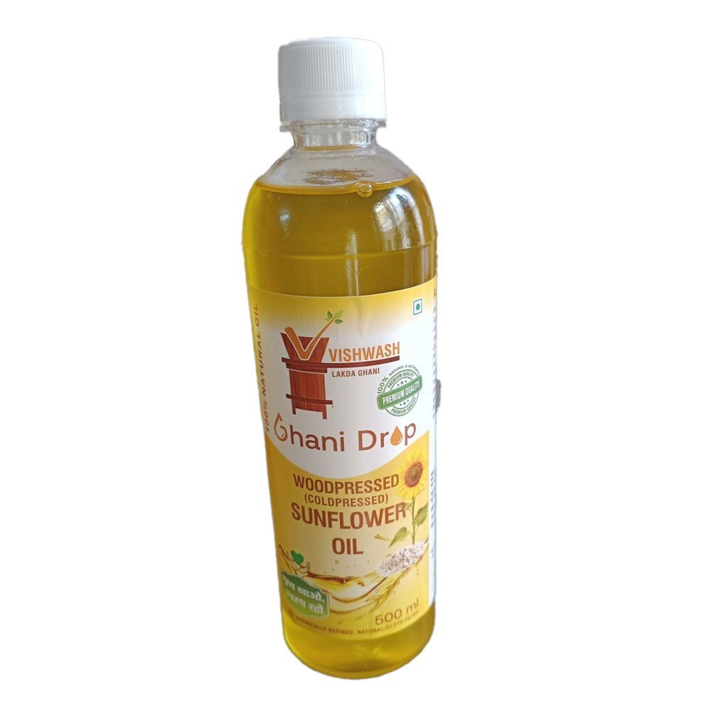 Lowers Cholesterol 500ml Cold Pressed Sunflower Oil, For Cooking